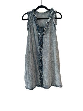 Easel Sleeveless Ruffle Trim Mineral Wash Dress - SEE PHOTOS